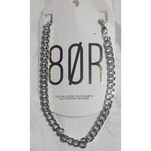 8 Other Reasons Rhodium Plated Hypoallergenic Silver Chain Necklace - 15" - $48